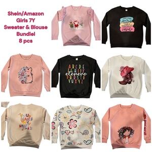 Shein/Amazon Girls 7Y Sweater & Blouse Bundle (8 pcs)